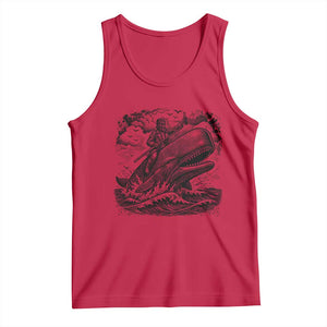 Funny Skeleton Whale Rider Tank Top Dark Maritime Gothic Vintage Nautical Graphic