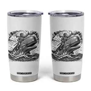 Funny Skeleton Whale Rider Tumbler Cup Dark Maritime Gothic Vintage Nautical Graphic
