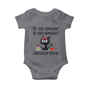 Black Cat English Teacher Gift Baby Onesie No More Homework Punctuation Matters Grammar Humor