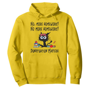 Black Cat English Teacher Gift Hoodie No More Homework Punctuation Matters Grammar Humor