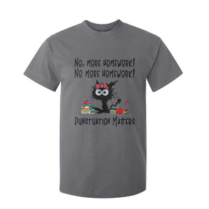 Black Cat English Teacher Gift T Shirt For Kid No More Homework Punctuation Matters Grammar Humor