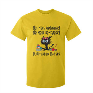 Black Cat English Teacher Gift T Shirt For Kid No More Homework Punctuation Matters Grammar Humor