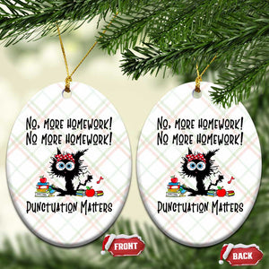 Black Cat English Teacher Gift Ceramic Ornament No More Homework Punctuation Matters Grammar Humor