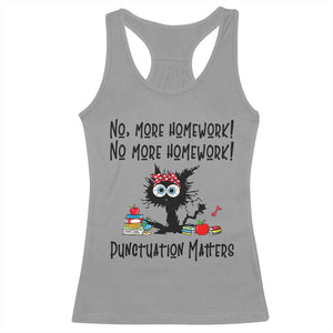 Black Cat English Teacher Gift Racerback Tank Top No More Homework Punctuation Matters Grammar Humor