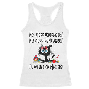 Black Cat English Teacher Gift Racerback Tank Top No More Homework Punctuation Matters Grammar Humor