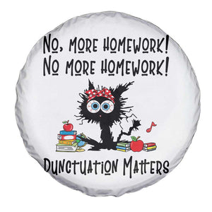 Black Cat English Teacher Gift Spare Tire Cover No More Homework Punctuation Matters Grammar Humor