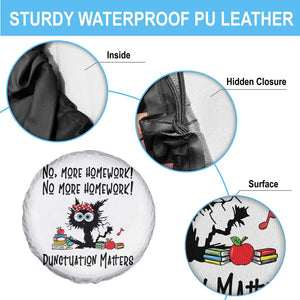 Black Cat English Teacher Gift Spare Tire Cover No More Homework Punctuation Matters Grammar Humor