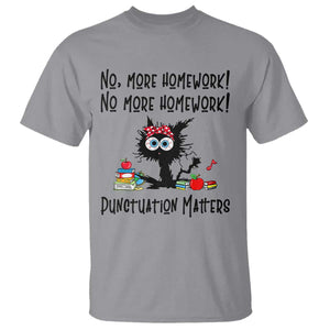 Black Cat English Teacher Gift T Shirt No More Homework Punctuation Matters Grammar Humor