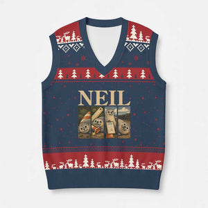 Funny Neil The Seal V-Neck Knit Sweater Vest Viral Ocean Animal Meme Graphic