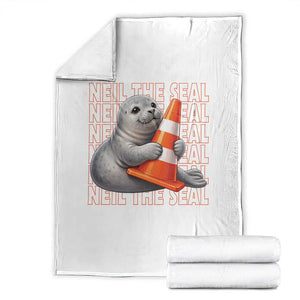 Neil The Seal Groovy Throw Blanket Retro Vintage Cute Seal Lover Graphic