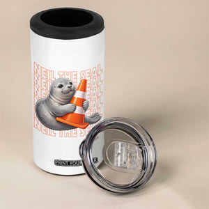 Neil The Seal Groovy 4 in 1 Can Cooler Tumbler Retro Vintage Cute Seal Lover Graphic