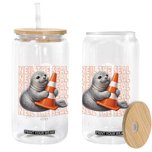 Neil The Seal Groovy Glass Can Retro Vintage Cute Seal Lover Graphic