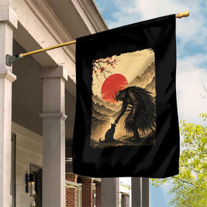Vintage Japanese Art Samurai Warrior Black Cat Garden Flag Ukiyoe Style Boop Meme