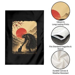 Vintage Japanese Art Samurai Warrior Black Cat Garden Flag Ukiyoe Style Boop Meme