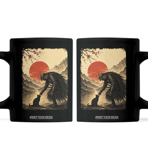 Vintage Japanese Art Samurai Warrior Black Cat Coffee Mug Ukiyoe Style Boop Meme TS12 Black Print Your Wear