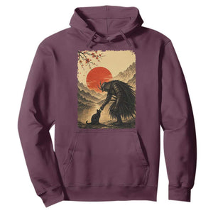 Vintage Japanese Art Samurai Warrior Black Cat Hoodie Ukiyoe Style Boop Meme