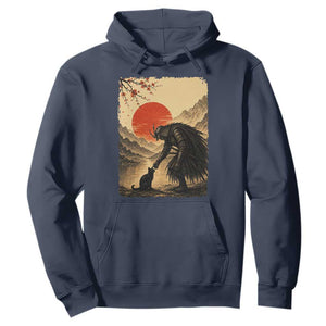 Vintage Japanese Art Samurai Warrior Black Cat Hoodie Ukiyoe Style Boop Meme