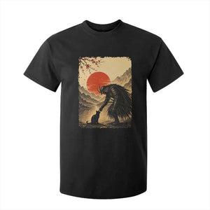 Vintage Japanese Art Samurai Warrior Black Cat T Shirt For Kid Ukiyoe Style Boop Meme