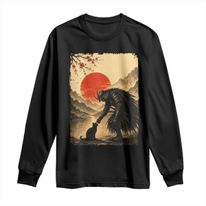 Vintage Japanese Art Samurai Warrior Black Cat Long Sleeve Shirt Ukiyoe Style Boop Meme
