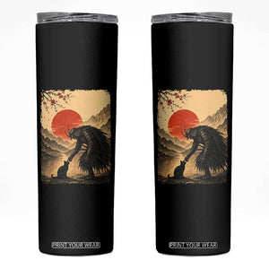 Vintage Japanese Art Samurai Warrior Black Cat Skinny Tumbler Ukiyoe Style Boop Meme