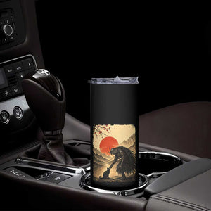 Vintage Japanese Art Samurai Warrior Black Cat Skinny Tumbler Ukiyoe Style Boop Meme