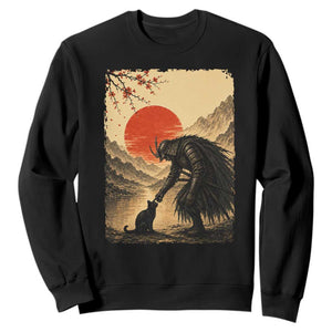 Vintage Japanese Art Samurai Warrior Black Cat Sweatshirt Ukiyoe Style Boop Meme