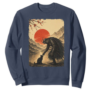 Vintage Japanese Art Samurai Warrior Black Cat Sweatshirt Ukiyoe Style Boop Meme