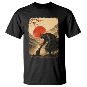 Vintage Japanese Art Samurai Warrior Black Cat T Shirt Ukiyoe Style Boop Meme TS12 Black Print Your Wear