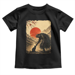Vintage Japanese Art Samurai Warrior Black Cat Toddler T Shirt Ukiyoe Style Boop Meme