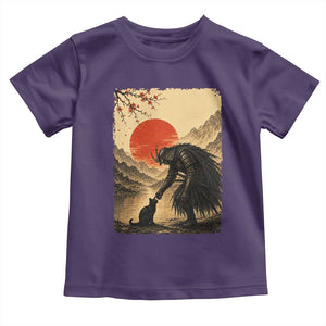 Vintage Japanese Art Samurai Warrior Black Cat Toddler T Shirt Ukiyoe Style Boop Meme