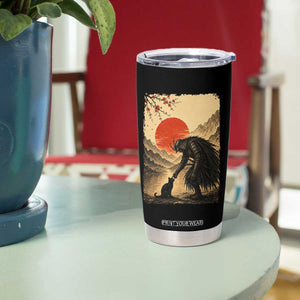 Vintage Japanese Art Samurai Warrior Black Cat Tumbler Cup Ukiyoe Style Boop Meme