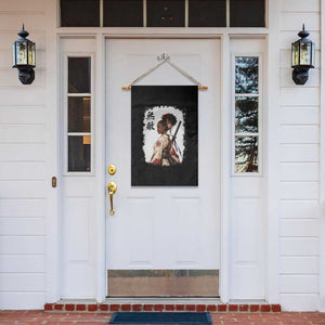 Afro African Pride Samurai Black Girl Garden Flag Vintage Japanese Sumie Katana Graphic