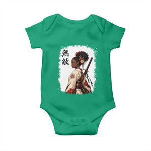 Afro African Pride Samurai Black Girl Baby Onesie Vintage Japanese Sumie Katana Graphic