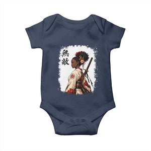 Afro African Pride Samurai Black Girl Baby Onesie Vintage Japanese Sumie Katana Graphic