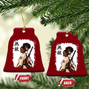 Afro African Pride Samurai Black Girl Ceramic Ornament Vintage Japanese Sumie Katana Graphic