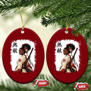 Afro African Pride Samurai Black Girl Ceramic Ornament Vintage Japanese Sumie Katana Graphic