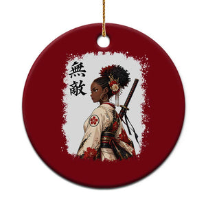 Afro African Pride Samurai Black Girl Ceramic Ornament Vintage Japanese Sumie Katana Graphic