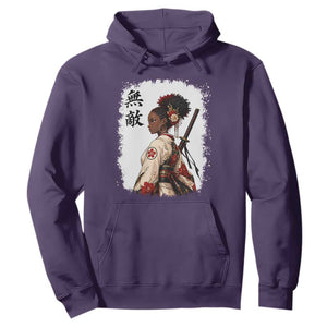 Afro African Pride Samurai Black Girl Hoodie Vintage Japanese Sumie Katana Graphic
