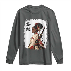 Afro African Pride Samurai Black Girl Long Sleeve Shirt Vintage Japanese Sumie Katana Graphic