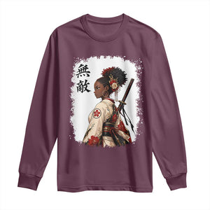 Afro African Pride Samurai Black Girl Long Sleeve Shirt Vintage Japanese Sumie Katana Graphic