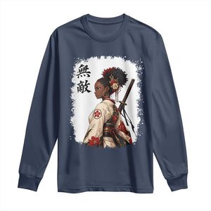 Afro African Pride Samurai Black Girl Long Sleeve Shirt Vintage Japanese Sumie Katana Graphic