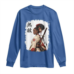 Afro African Pride Samurai Black Girl Long Sleeve Shirt Vintage Japanese Sumie Katana Graphic