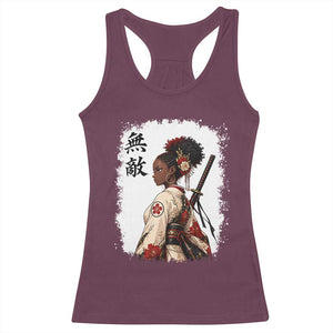 Afro African Pride Samurai Black Girl Racerback Tank Top Vintage Japanese Sumie Katana Graphic