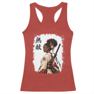 Afro African Pride Samurai Black Girl Racerback Tank Top Vintage Japanese Sumie Katana Graphic