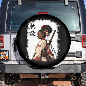 Afro African Pride Samurai Black Girl Spare Tire Cover Vintage Japanese Sumie Katana Graphic