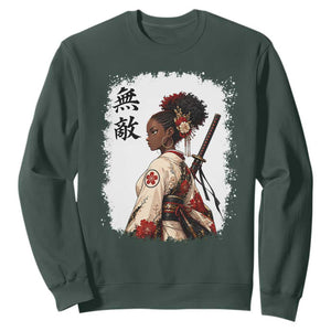 Afro African Pride Samurai Black Girl Sweatshirt Vintage Japanese Sumie Katana Graphic