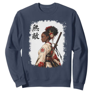 Afro African Pride Samurai Black Girl Sweatshirt Vintage Japanese Sumie Katana Graphic