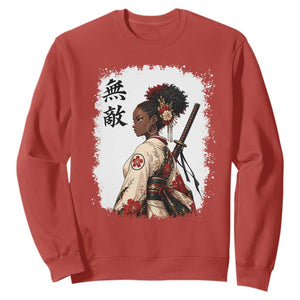 Afro African Pride Samurai Black Girl Sweatshirt Vintage Japanese Sumie Katana Graphic