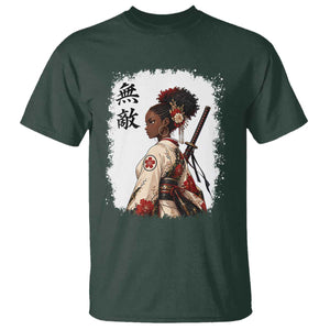 Afro African Pride Samurai Black Girl T Shirt Vintage Japanese Sumie Katana Graphic