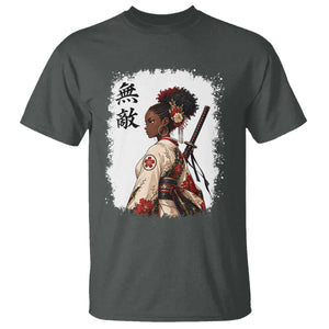 Afro African Pride Samurai Black Girl T Shirt Vintage Japanese Sumie Katana Graphic